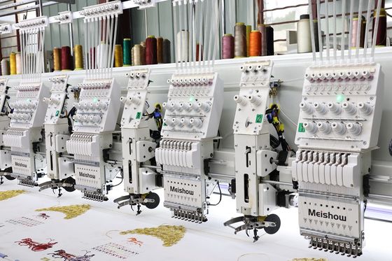 Máy thêu băng hỗn hợp 10 đầu cộng với 10 đầu Máy thêu phẳng